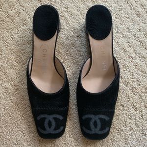 Chanel Black Pony-hair Mules